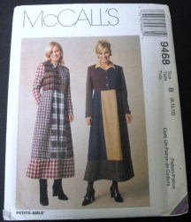 9468 LONG BACK TIED COLOR BLOCK DRESS PATTERN 12=16